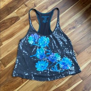 Beautiful aeropostale tank top w sequins flowers